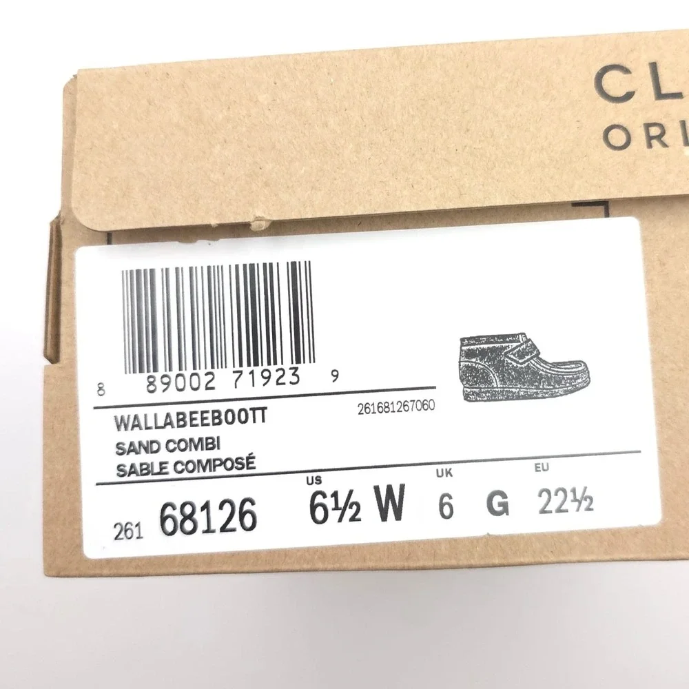 CLARKS New Wallabee Bootie US 6.5W Big Kid Sand Comb LEATHER Toddler Shoes Suede